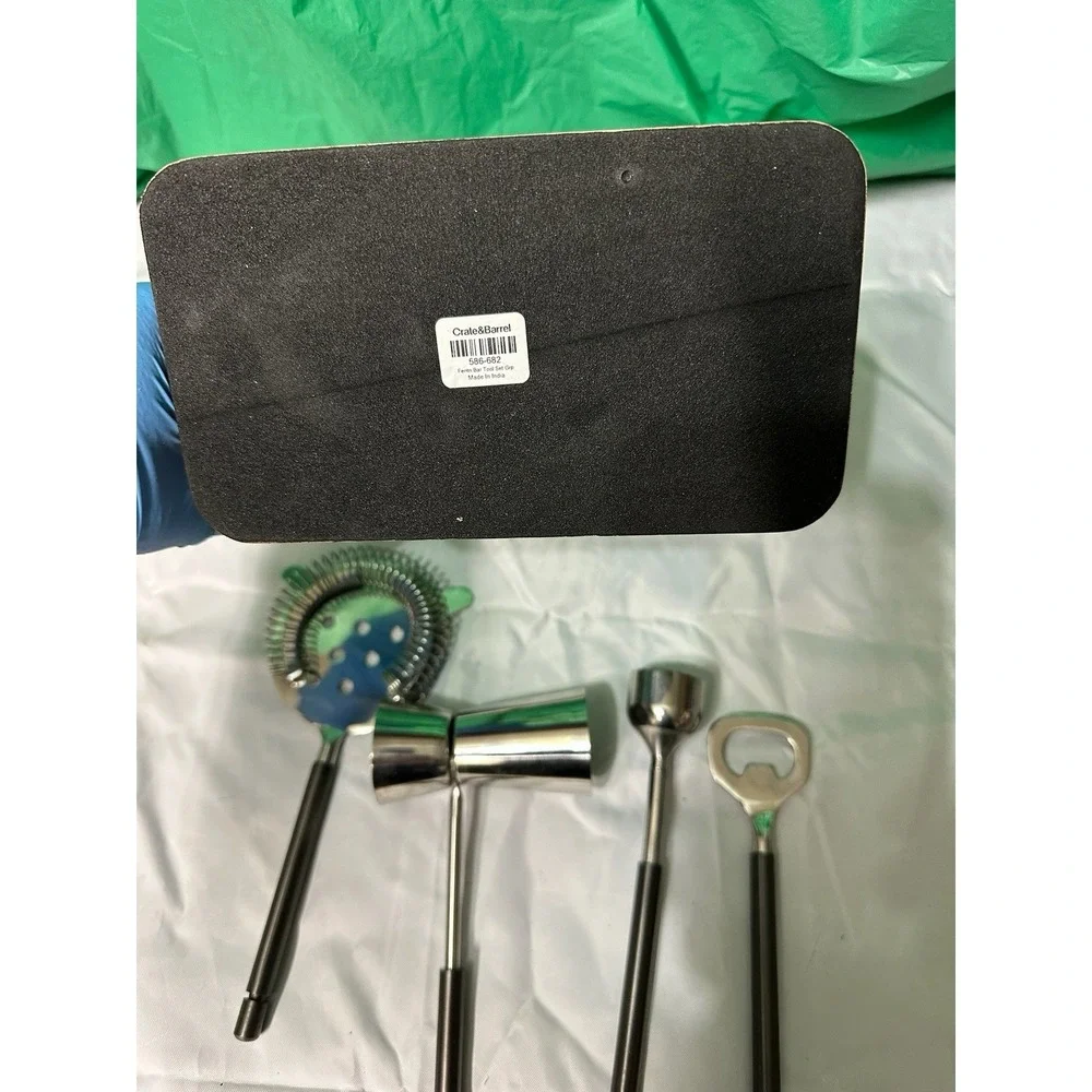 Bar Tool Set w/ Wooden Stand‎ Stainless Steel Cocktail Tools Home Bar
